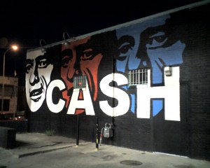 Johnny Cash mural on the side of a building in downtown Austin on Rio Grande just below 6th Street. 